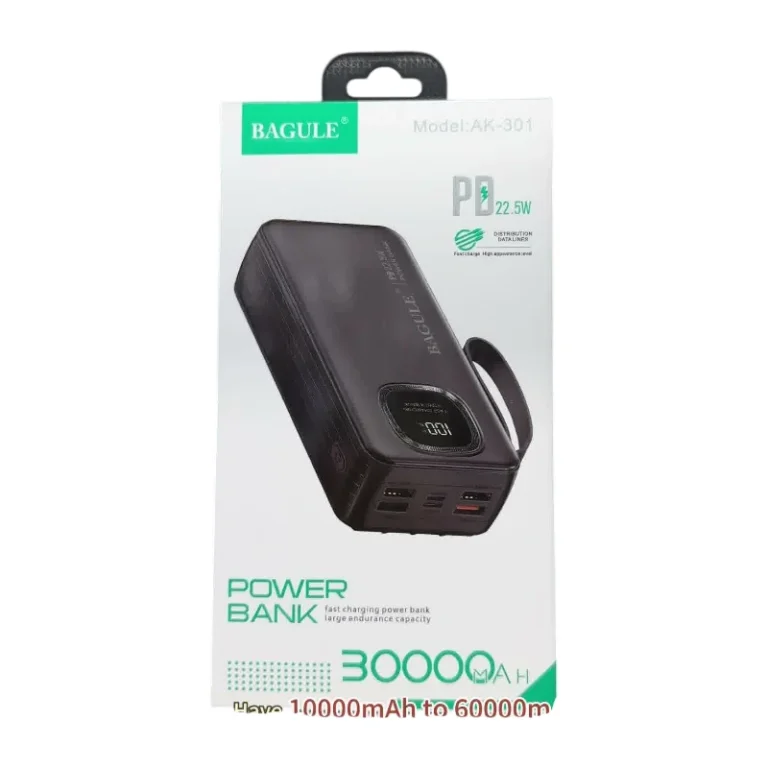 Power Bank BAGULE AK-301 30000mAh — Charge Rapide PD 22,5 W