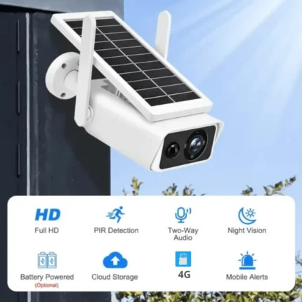 Caméra Solaire 4MP Wifi Extérieur avec Vision Nocturne et Détection PIR
