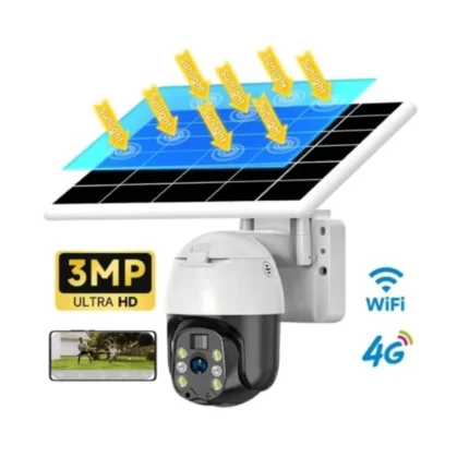 Caméra Solaire Sans Fil Extérieure WiFi 4G 3MP avec vision nocturne pour la sécurité de la maison