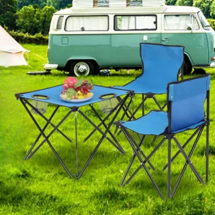 Ensemble table et chaise avec Porte-gobelet en maille pour pique-nique, voyage, camping