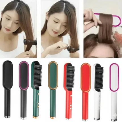 Lisseur électrique professionnel multi-vitesses brosse à friser, peigne à lisser (colleur aléatoire)