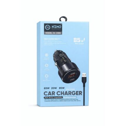 Nimo Chargeur Allume-Cigare 85W Ultra Rapide USB & Type-C – Double Sortie Compatible Tous Smartphones