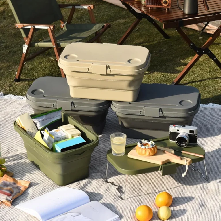 Panier de pique-nique pliable avec table intégrée et seau étanche portable (colleur aléatoire)