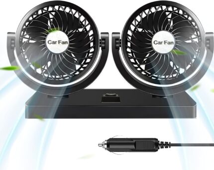 Ventilateur double tête 12V pour voiture – Fraîcheur discrète et performance optimale